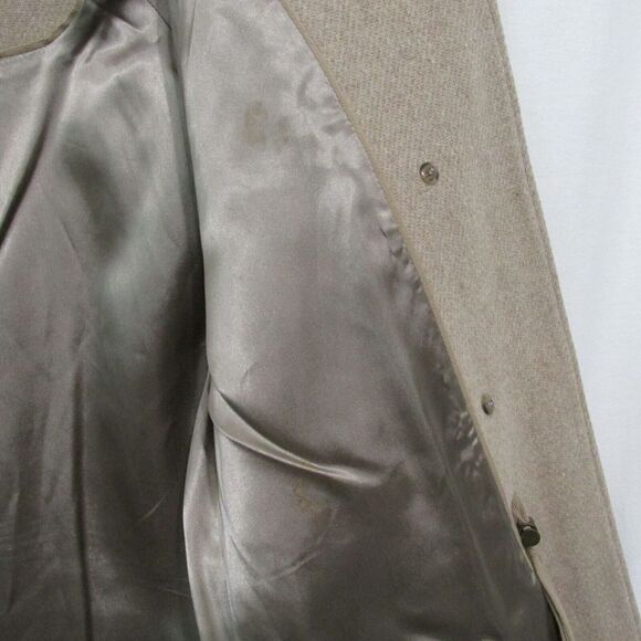 J Crew Womens 6 Hooded Coat Stadium Cloth by Nello Gori Wool Blend Beige Zip - Picture 8 of 10